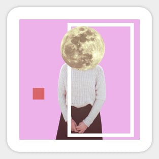 Woman moon, modern art, vintage woman Sticker